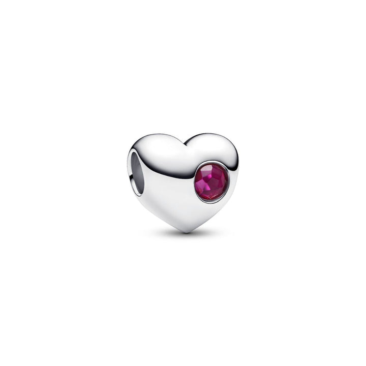 Sterling Silver Engravable Heart True Red Crystal Charm image