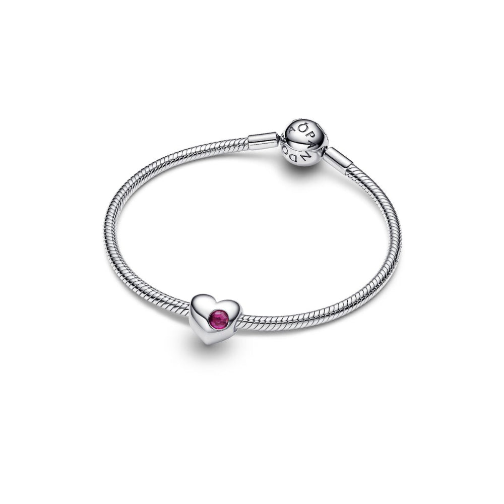 Sterling Silver Engravable Heart True Red Crystal Charm image 5