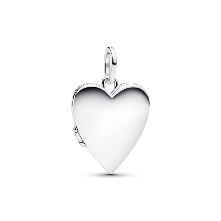 Sterling Silver Engravable Openable Heart Magnet and Silvery Enamel Pendant Necklace image