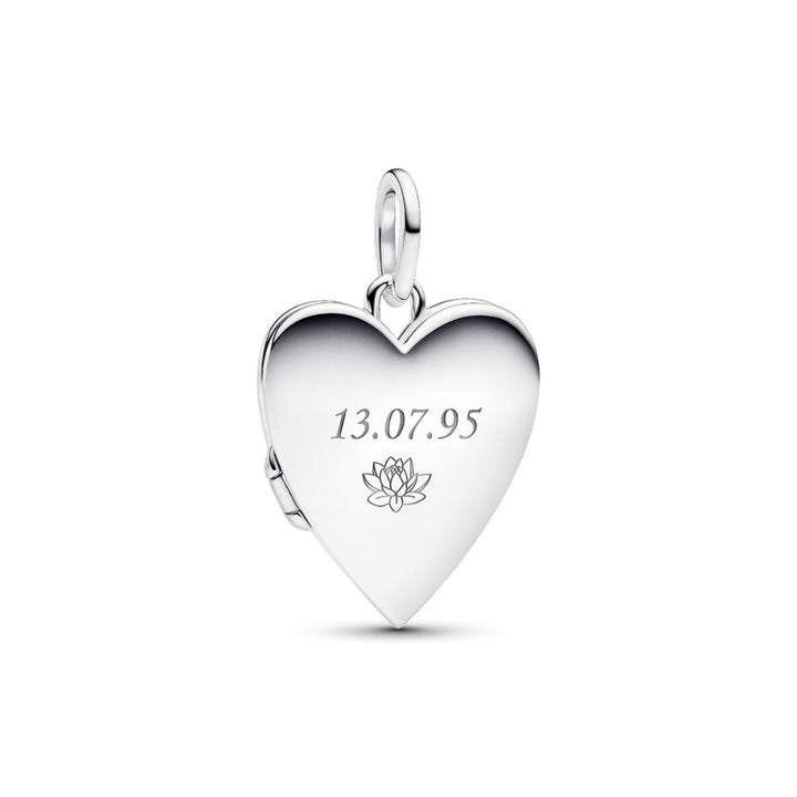 Sterling Silver Engravable Openable Heart Magnet and Silvery Enamel Pendant Necklace image 3