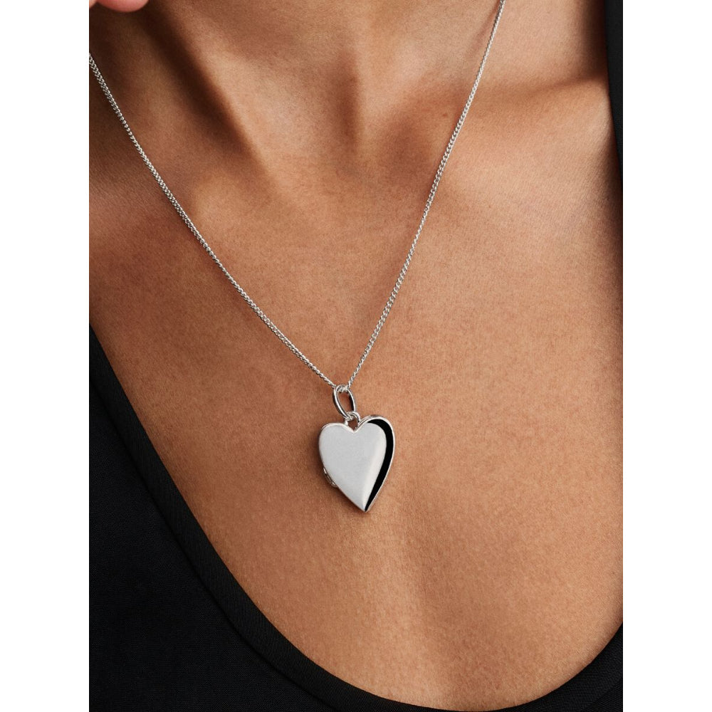 Sterling Silver Engravable Openable Heart Magnet and Silvery Enamel Pendant Necklace image 1