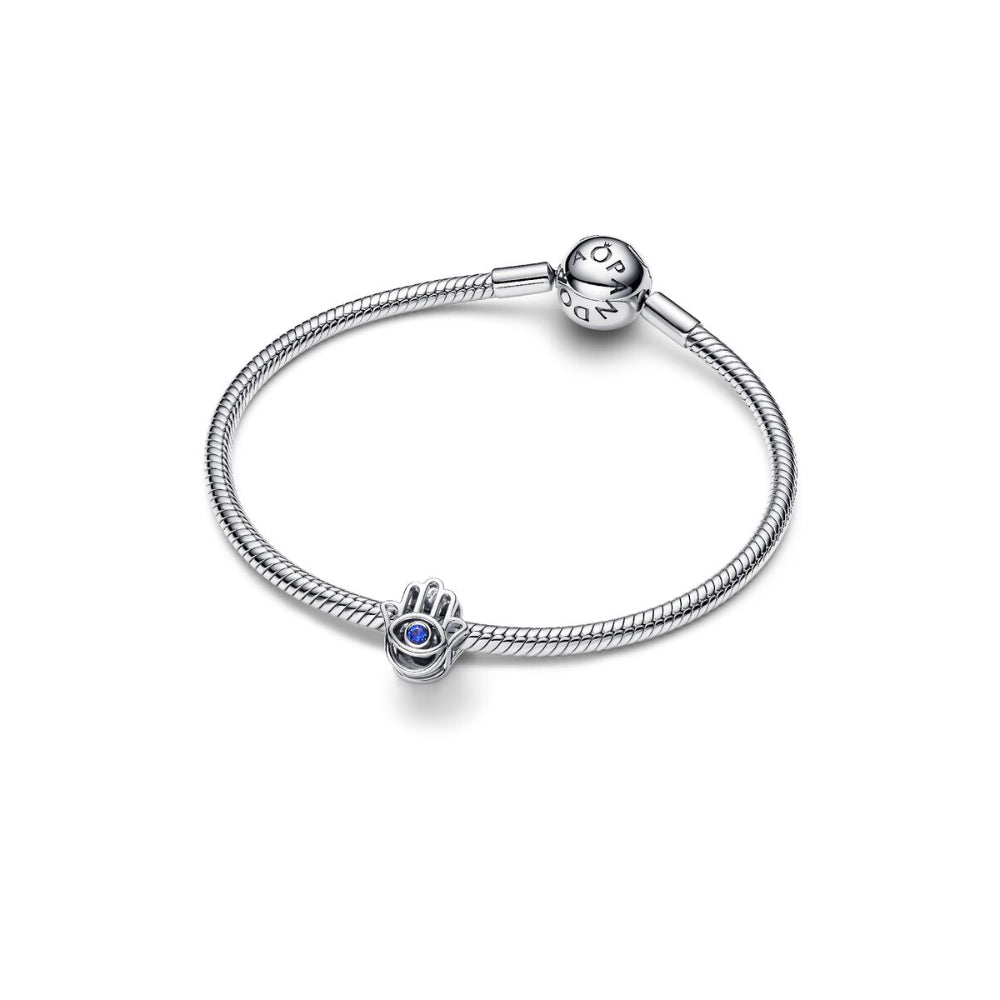 Sterling Silver Hamsa Hand with Stellar Blue Crystal Charm image 3