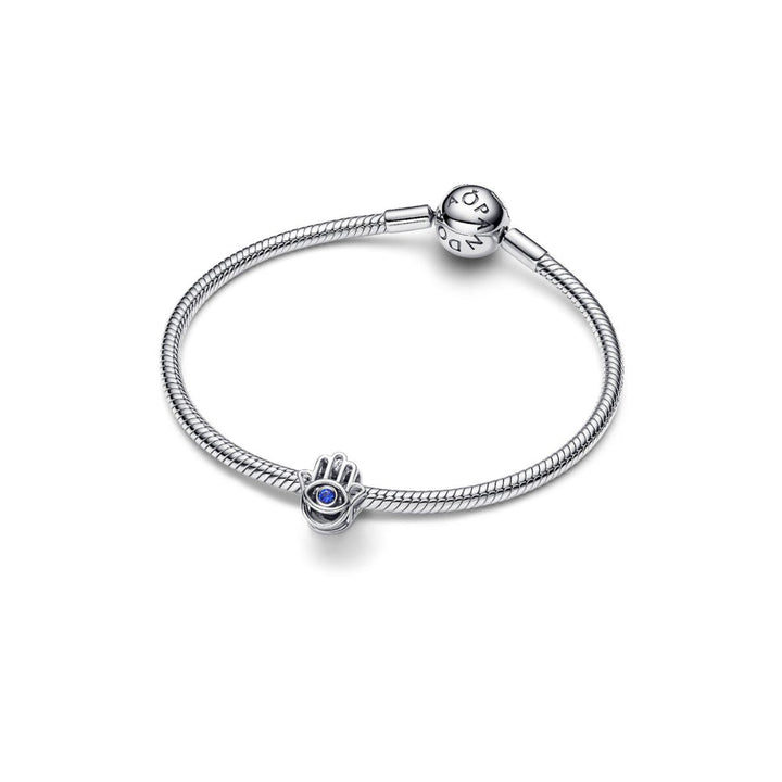 Sterling Silver Hamsa Hand with Stellar Blue Crystal Charm image 3