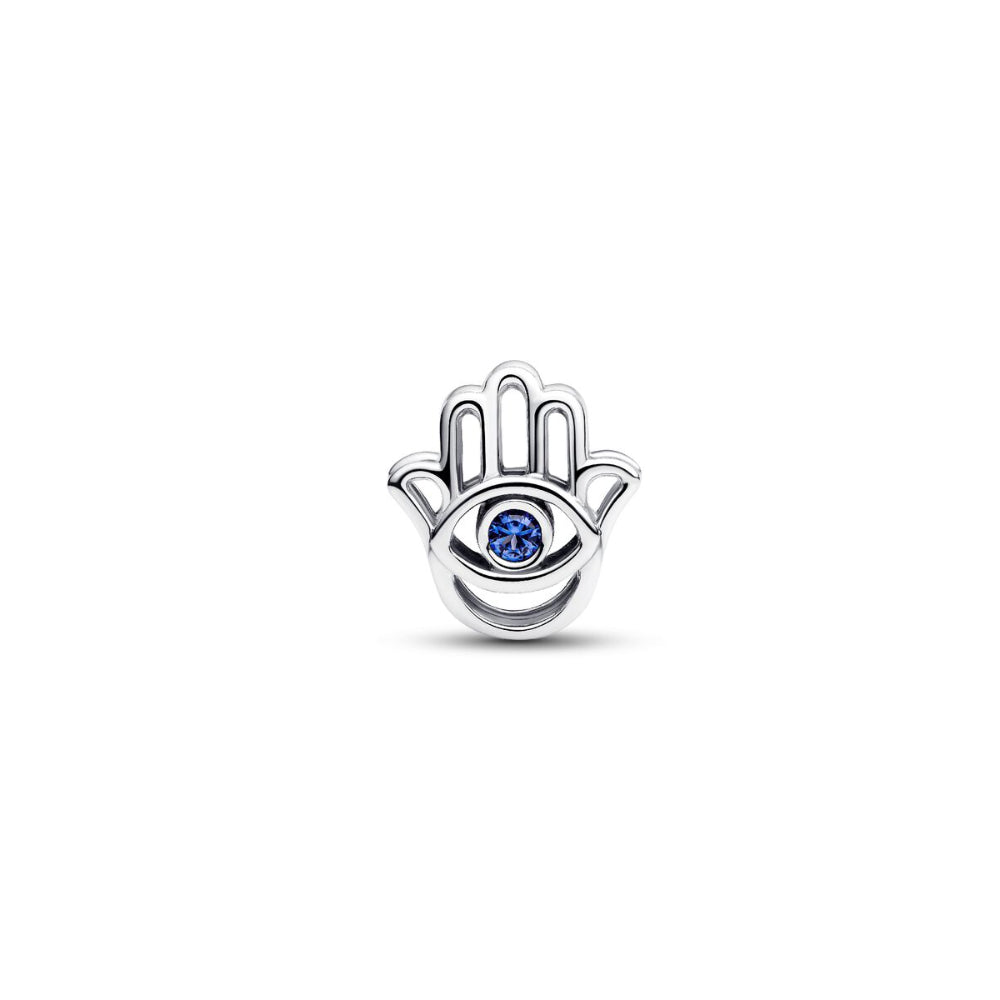 Sterling Silver Hamsa Hand with Stellar Blue Crystal Charm image 4