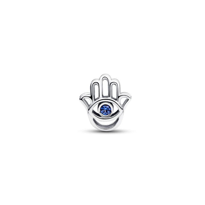 Sterling Silver Hamsa Hand with Stellar Blue Crystal Charm image 4