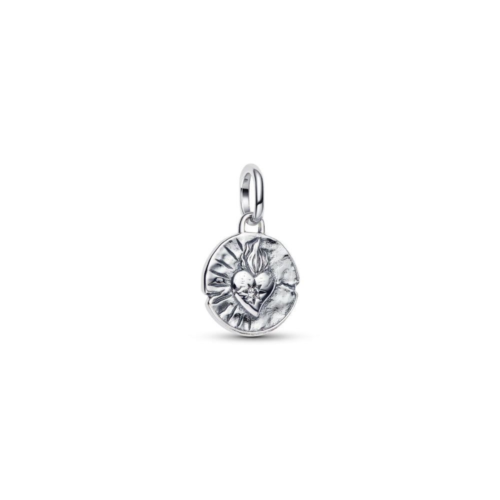 Sterling Silver Medallion Heart with Clear Cubic Zirconia image