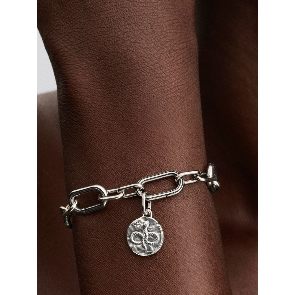 Sterling Silver Medallion Infinity Snake with Clear Cubic Zirconia image 1