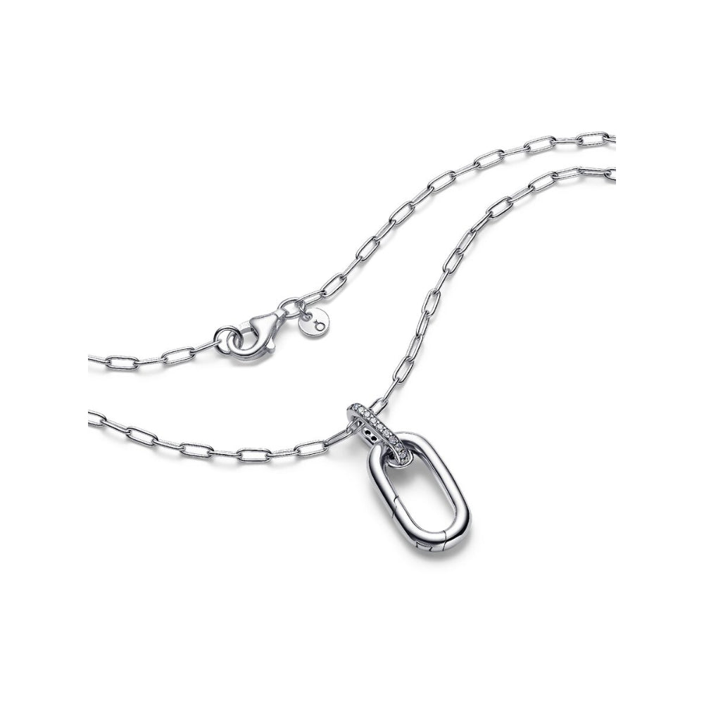 Sterling Silver Openable Link with Clear Cubic Zirconia Pendant Necklace image 4
