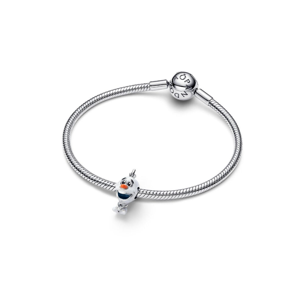 Sterling Silver Orange, Black and Glittery White Enamel and Blue UV Resin Disney Olaf Charm image 5