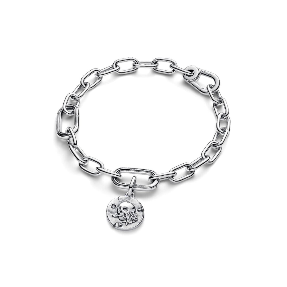 Sterling Silver Skull Medallion with Clear Cubic Zirconia image 3