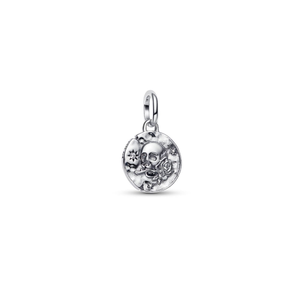 Sterling Silver Skull Medallion with Clear Cubic Zirconia image
