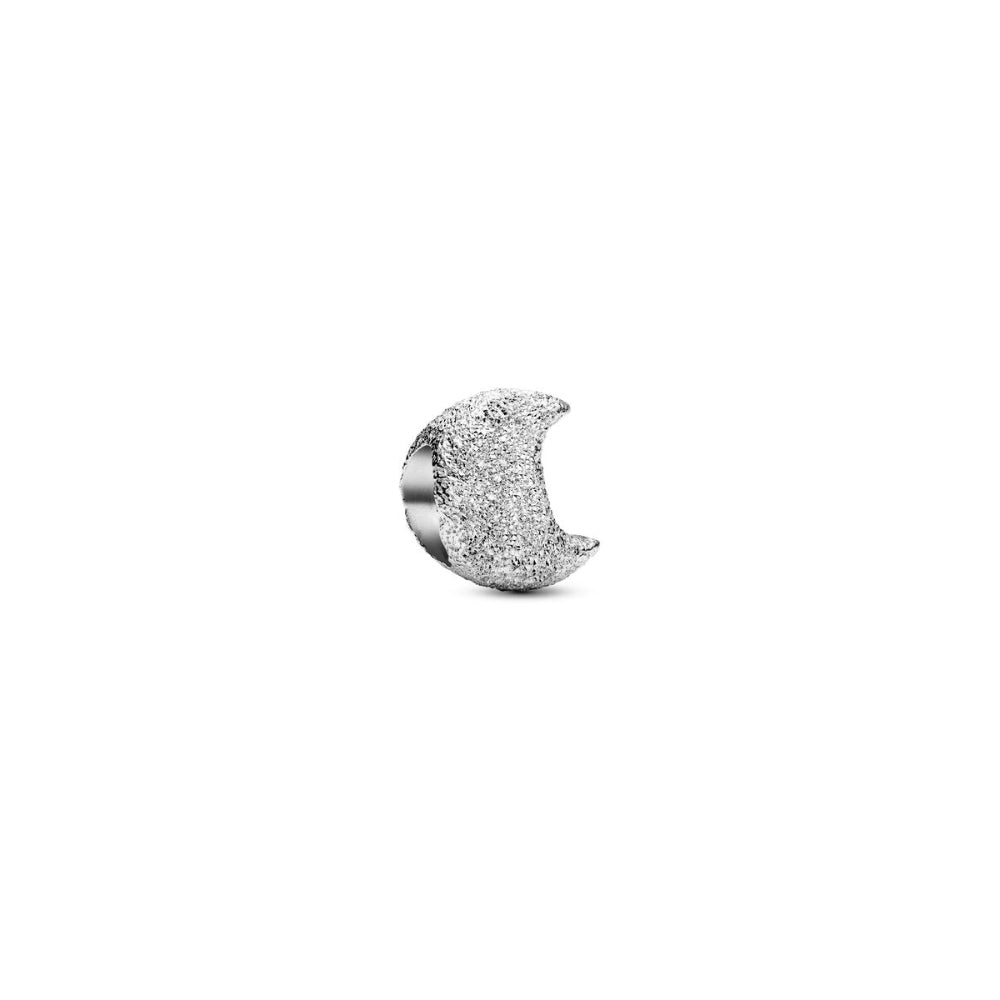 Sterling Silver Textured Moon Mini Charm image