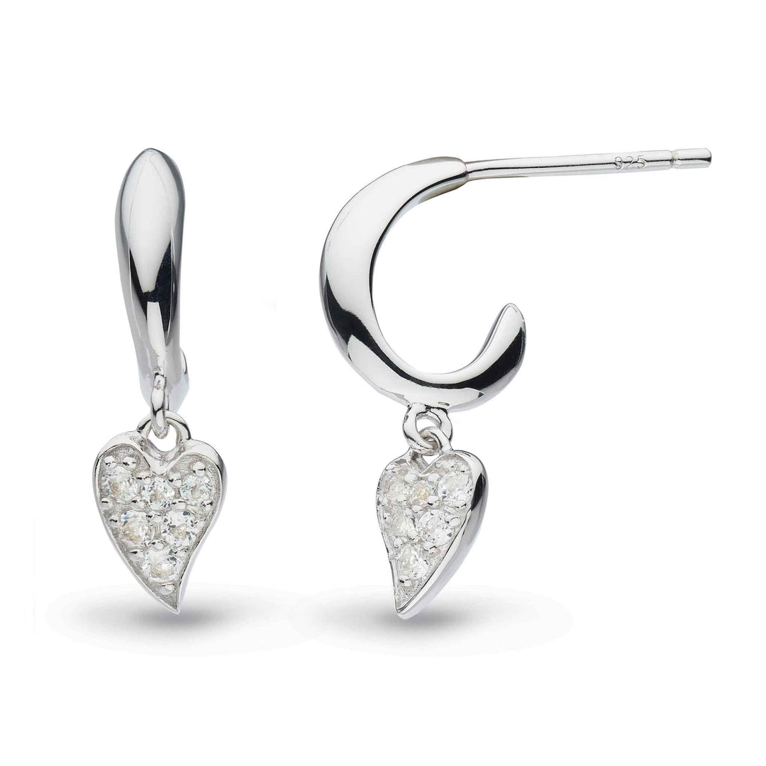 STORE Kit Heath Silver Desire White Topaz Heart Hoop Earrings - MococoKit Heath50506WT5038159159237Earrings