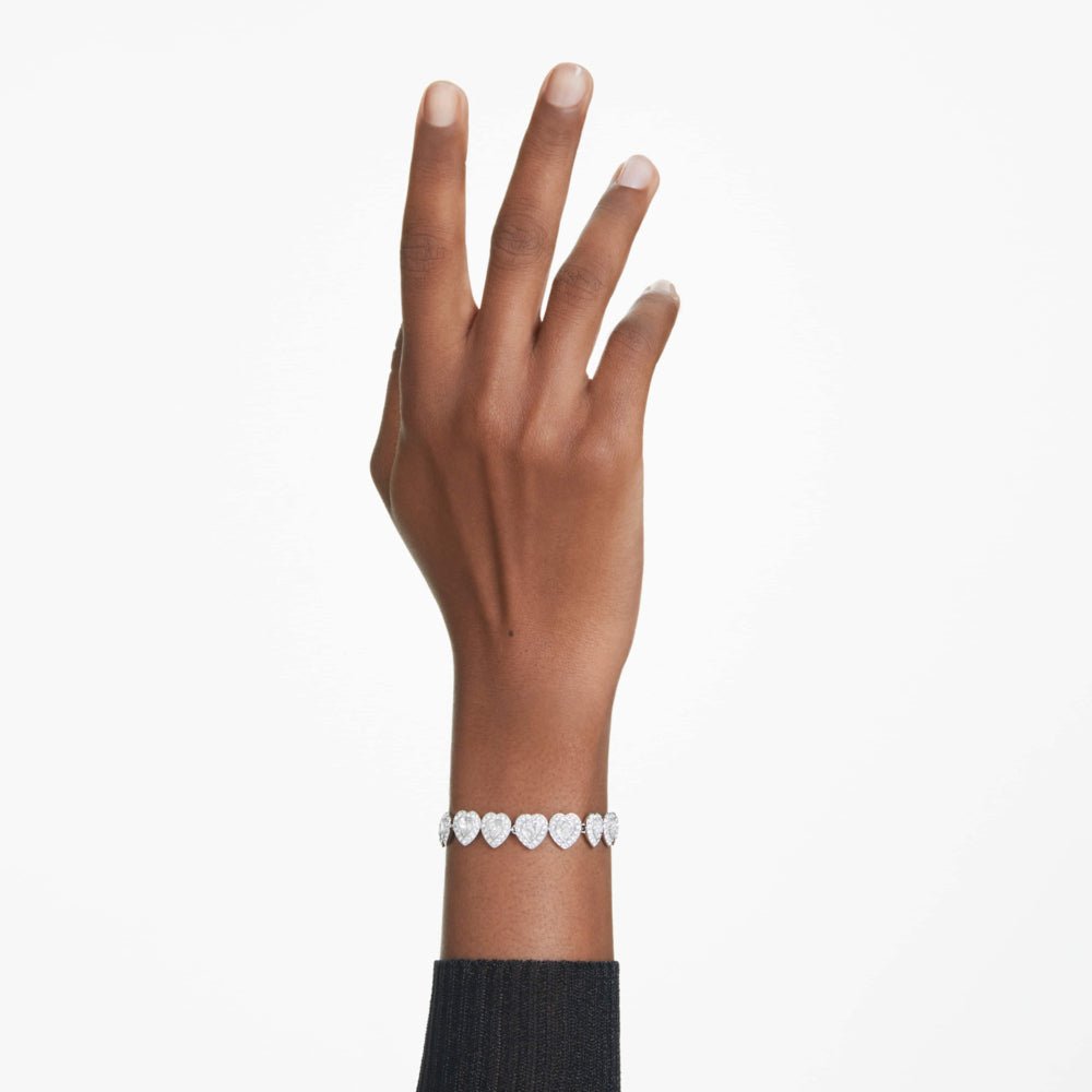 Swarovski Ariana Grande Tennis Mixed Cuts Heart Shaped White & Rhodium Plated Bracelet - MococoSwarovski57208609009657208600Bracelets