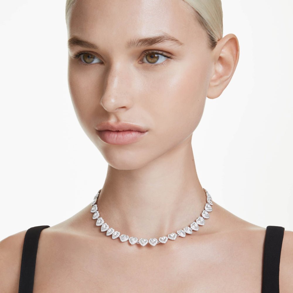 Swarovski Ariana Grande Tennis Mixed Cuts Heart Shaped White & Rhodium Plated Necklace - MococoSwarovski57208579009657208570Necklaces