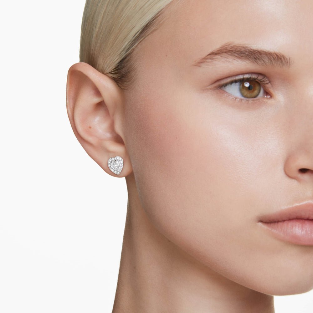 Swarovski Ariana Grande Tennis Mixed Cuts Heart Shaped White & Rhodium Plated Stud Earrings - MococoSwarovski57208599009657208594Earrings