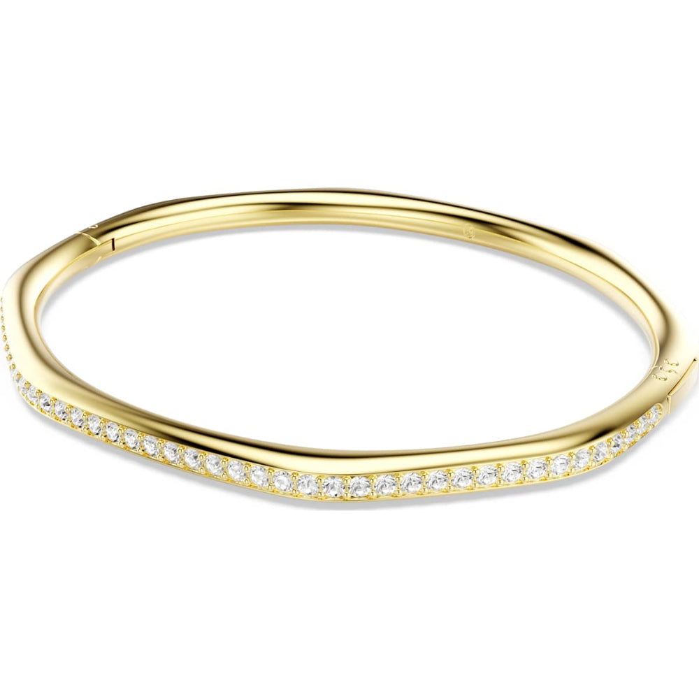 Swarovski Dextera Gold-Tone Plated White Round-Cut Octagon Bangle 1