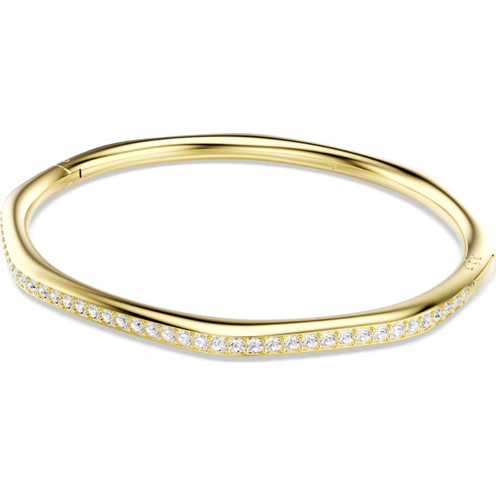 Swarovski Dextera Gold-Tone Plated White Round-Cut Octagon Bangle 1