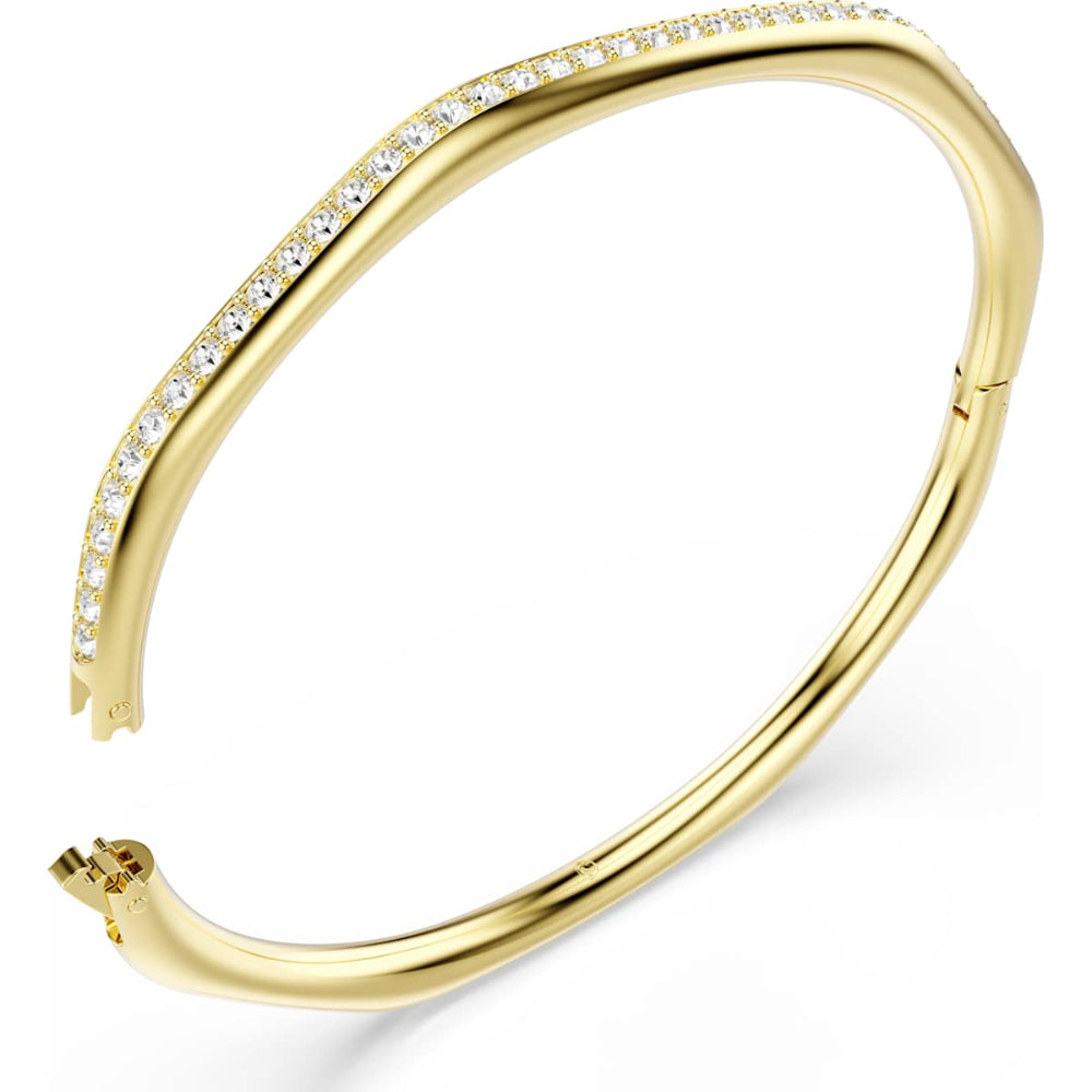 Swarovski Dextera Gold-Tone Plated White Round-Cut Octagon Bangle 2