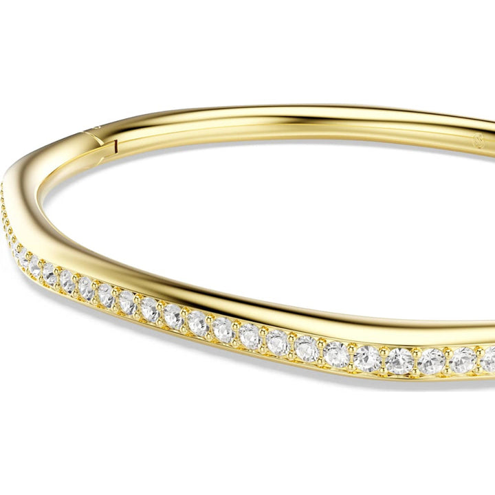 Swarovski Dextera Gold-Tone Plated White Round-Cut Octagon Bangle 3