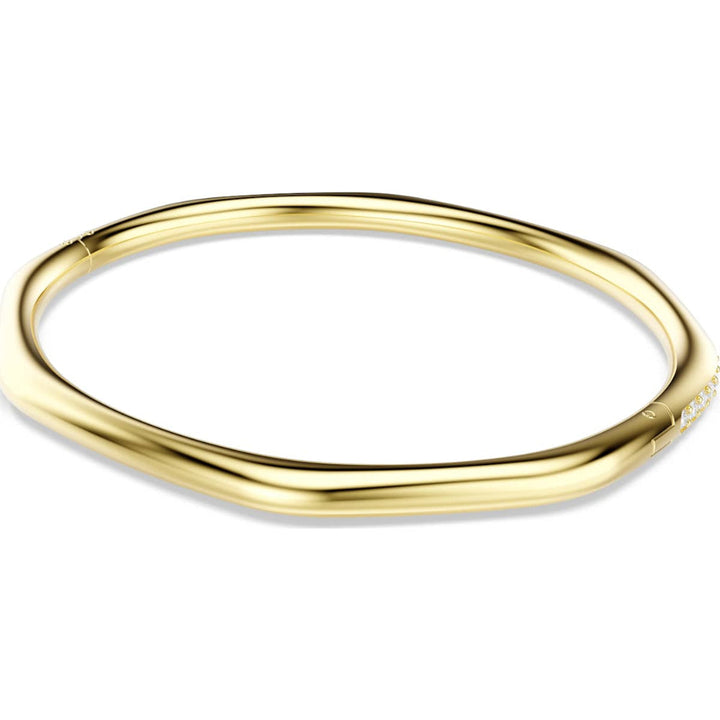 Swarovski Dextera Gold-Tone Plated White Round-Cut Octagon Bangle 4