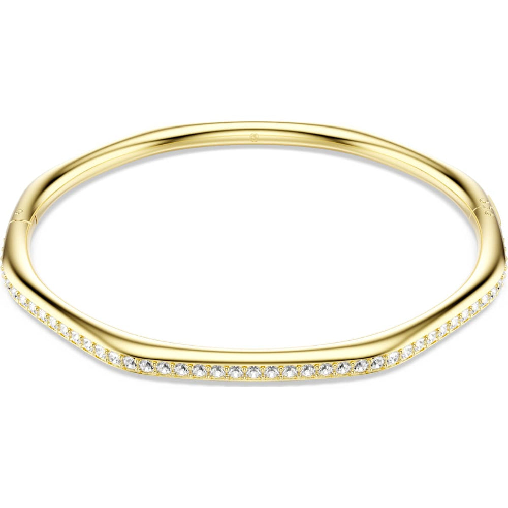 Swarovski Dextera Gold-Tone Plated White Round-Cut Octagon Bangle 