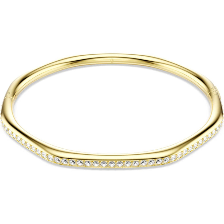 Swarovski Dextera Gold-Tone Plated White Round-Cut Octagon Bangle 