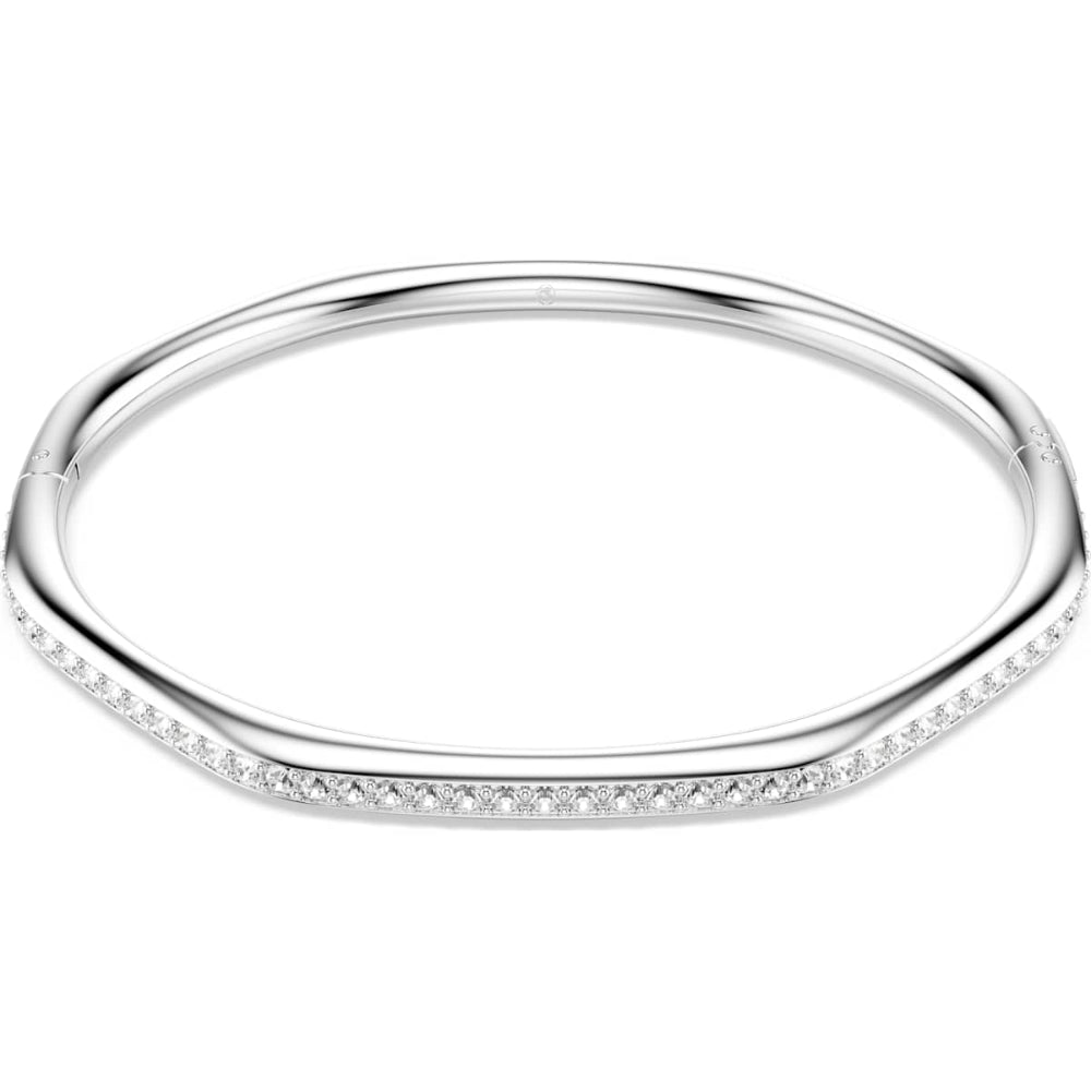Swarovski Dextera Rhodium-Plated White Round-Cut Octagon Bangle 