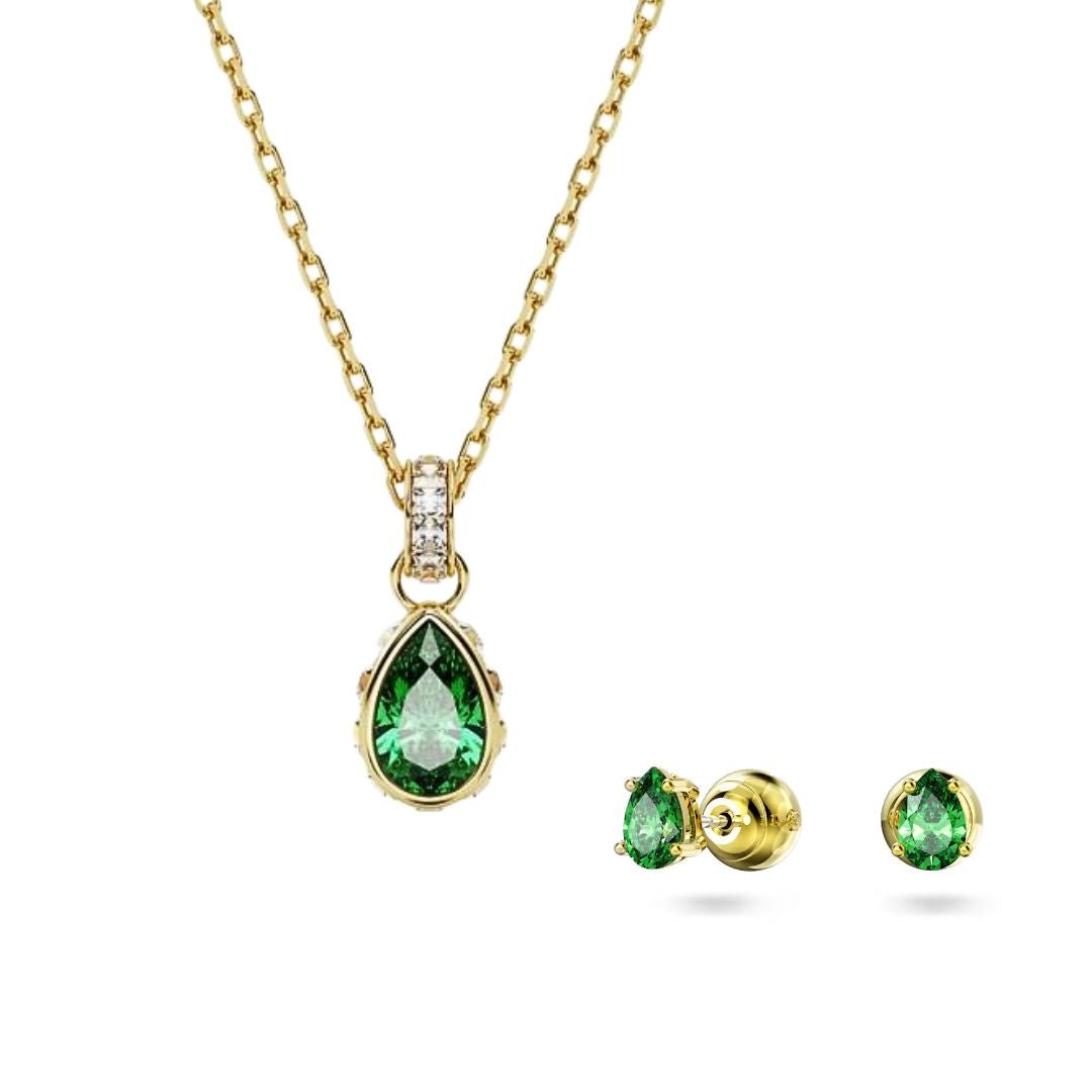 Swarovski Gold Chroma Green Necklace and Earrings Set - MococoSwarovski56845079009656845073Jewellery Sets