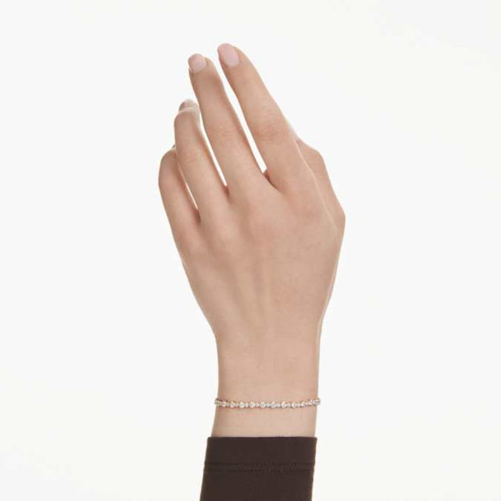 Swarovski Gold-Tone Plated Round Cut White Matrix Tennis Bracelet image 1