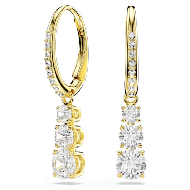 Swarovski Gold-Tone Plated Round Cut White Stilla Attract Hoop Earrings image