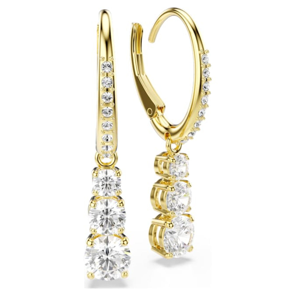 Swarovski Gold-Tone Plated Round Cut White Stilla Attract Hoop Earrings image 2