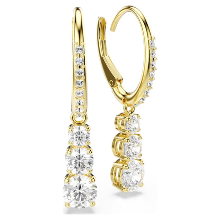 Swarovski Gold-Tone Plated Round Cut White Stilla Attract Hoop Earrings image 2
