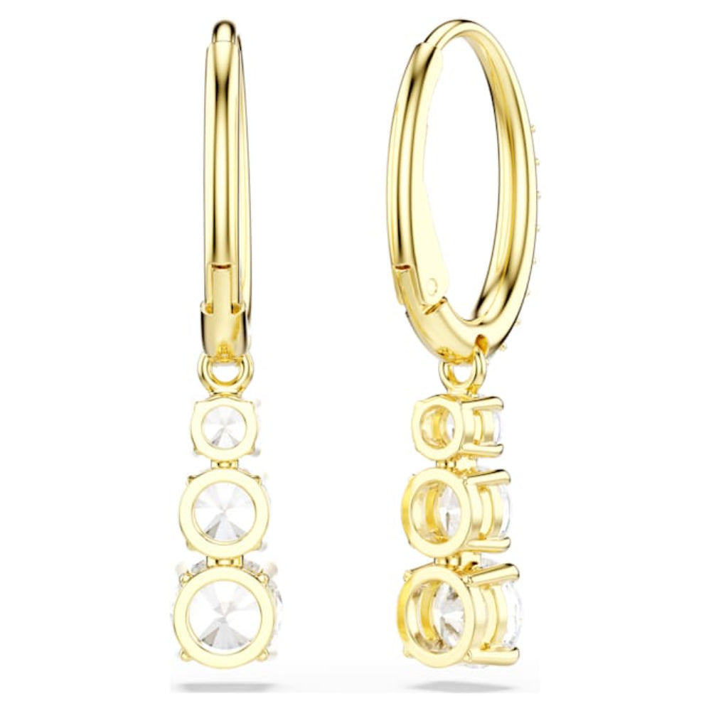 Swarovski Gold-Tone Plated Round Cut White Stilla Attract Hoop Earrings image 3