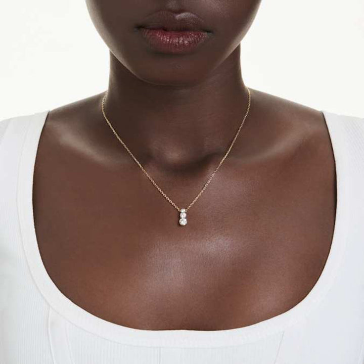Swarovski Gold-Tone Plated Round Cut White Stilla Attract Pendant image 1