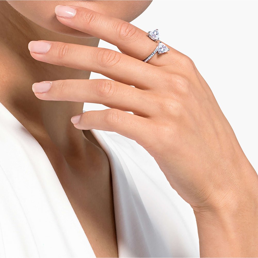 Swarovski Mesmera Attract Pave Heart cut White Silver - Tone Finish Open Ring - MococoSwarovski57055919009657055914Rings