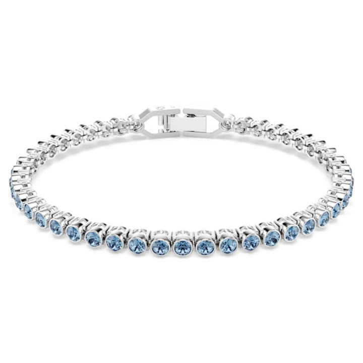 Swarovski Rhodium Plated Round Cut Blue Imber Emily Tennis Bracelet image