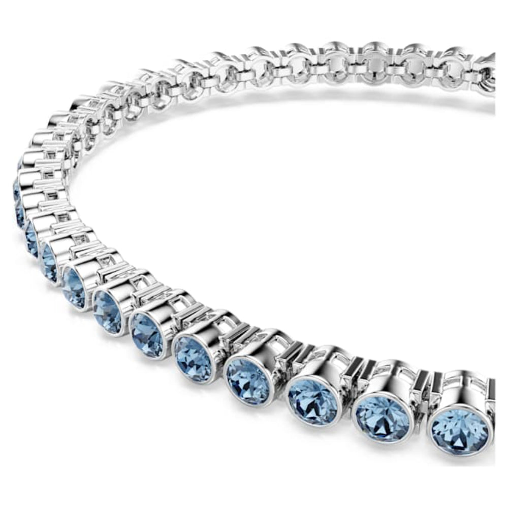 Swarovski Rhodium Plated Round Cut Blue Imber Emily Tennis Bracelet image 5