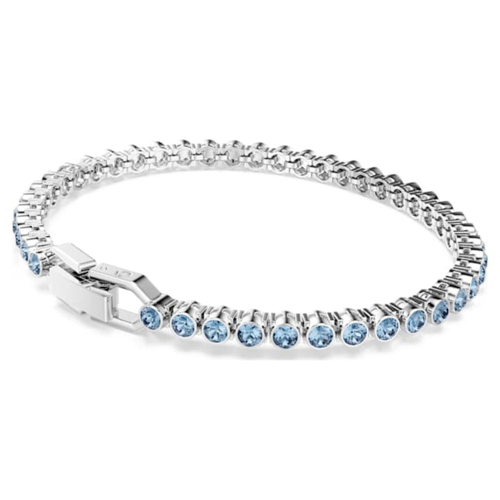 Swarovski Rhodium Plated Round Cut Blue Imber Emily Tennis Bracelet image 6