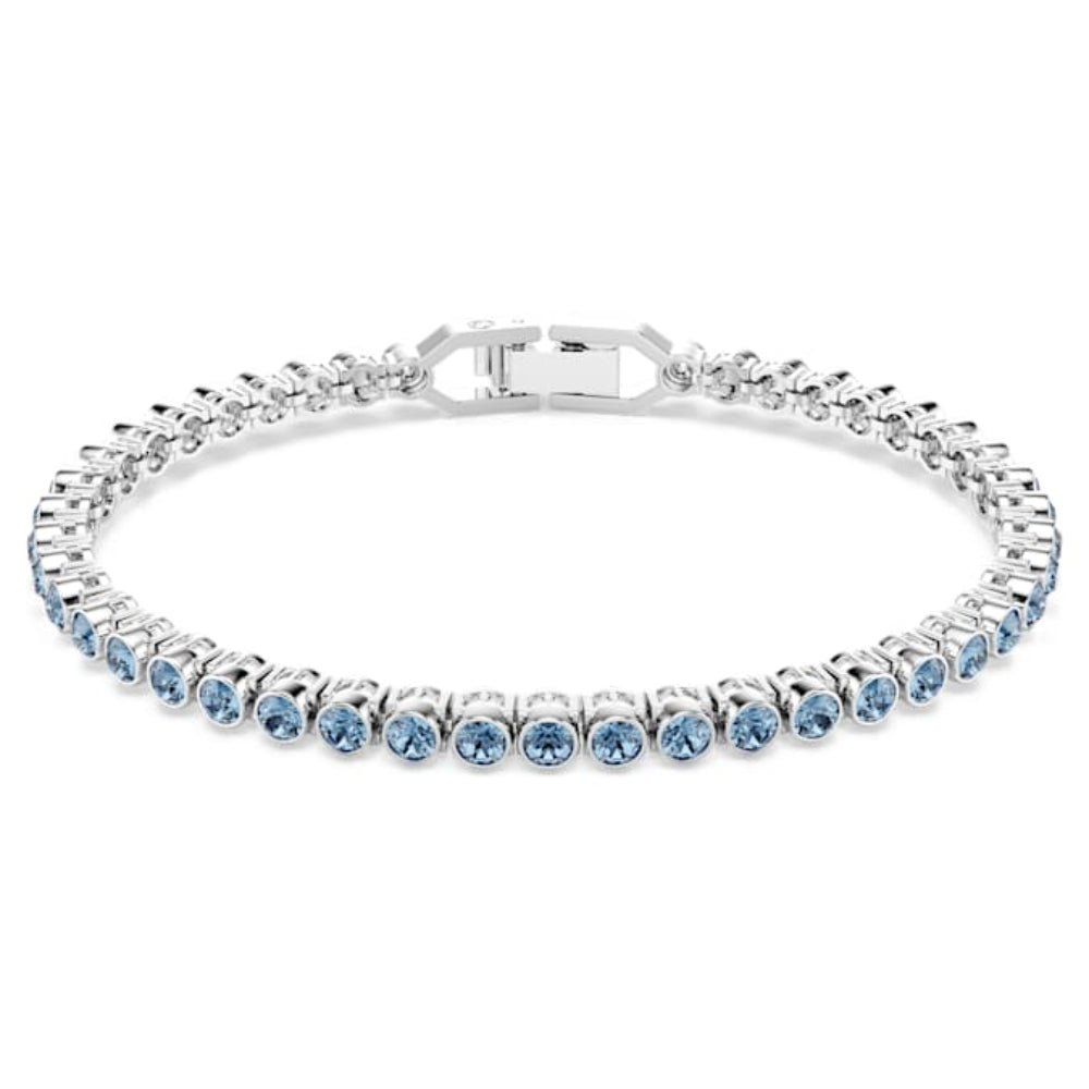 Swarovski Rhodium Plated Round Cut Blue Imber Emily Tennis Bracelet - MococoSwarovski57342399009657342397Bracelets