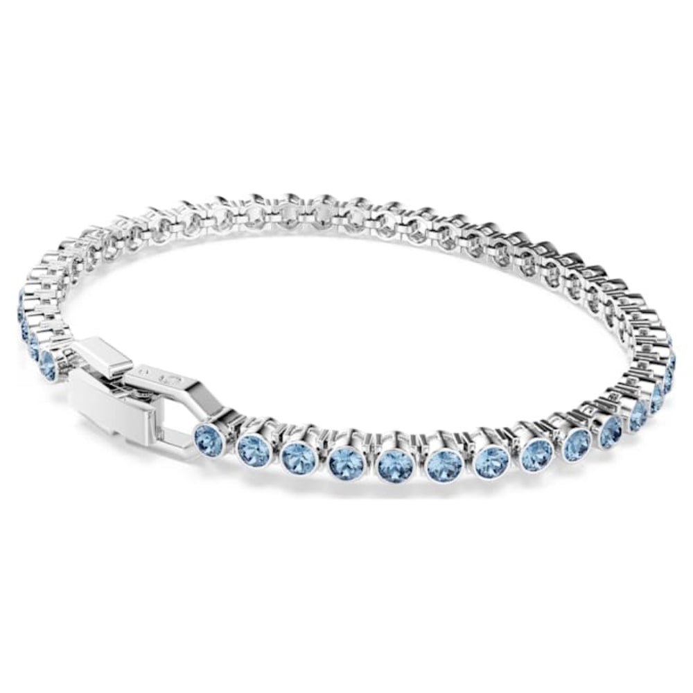 Swarovski Rhodium Plated Round Cut Blue Imber Emily Tennis Bracelet - MococoSwarovski57342399009657342397Bracelets