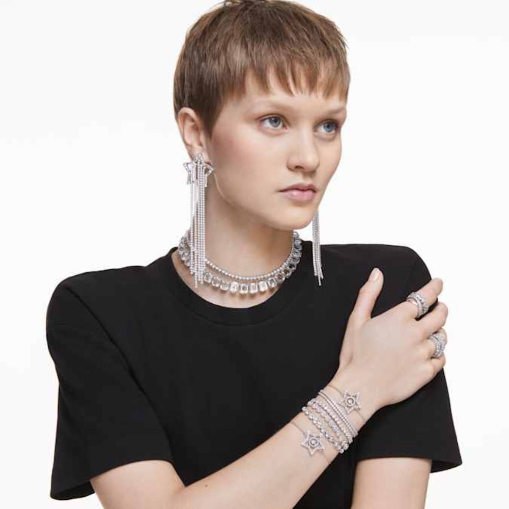 Swarovski Rhodium Plated Round Cut Blue Imber Emily Tennis Bracelet - MococoSwarovski57342399009657342397Bracelets