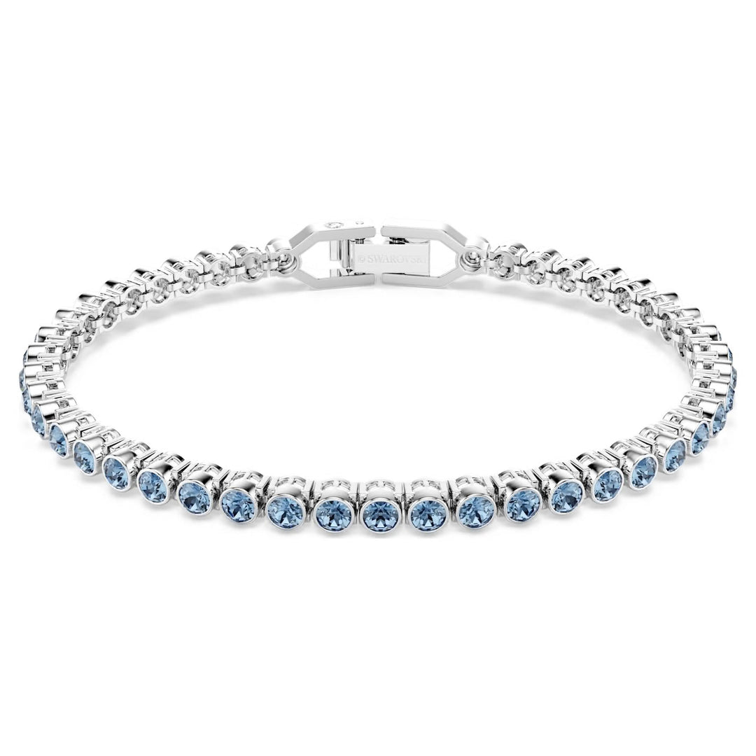 Swarovski Rhodium Plated Round Cut Blue Imber Emily Tennis Bracelet - MococoSwarovski57342399009657342397Bracelets