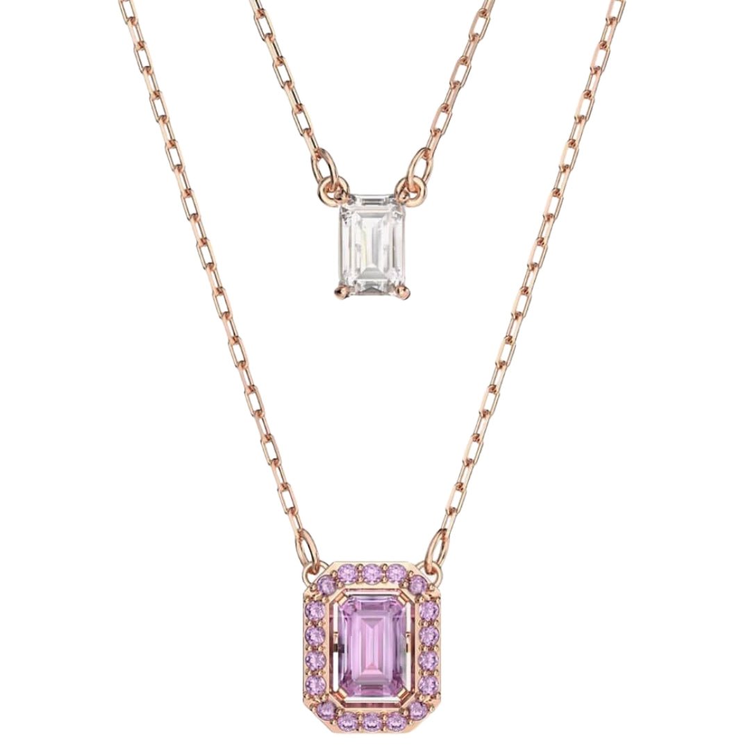 Swarovski Rose Gold Millenia Layered Pink Necklace - MococoSwarovski56405589009656405581Necklaces
