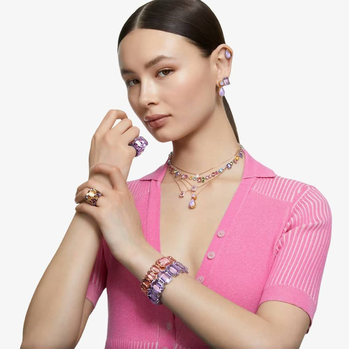 Swarovski Rose Gold Millenia Layered Pink Necklace - MococoSwarovski56405589009656405581Necklaces