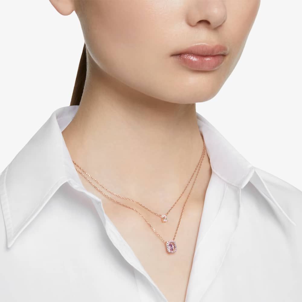 Swarovski Rose Gold Millenia Layered Pink Necklace - MococoSwarovski56405589009656405581Necklaces