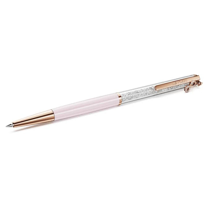 Swarovski Rose Gold-Tone Plated Infinity Pink Lacquered Crystalline Silk Ballpoint Pen image