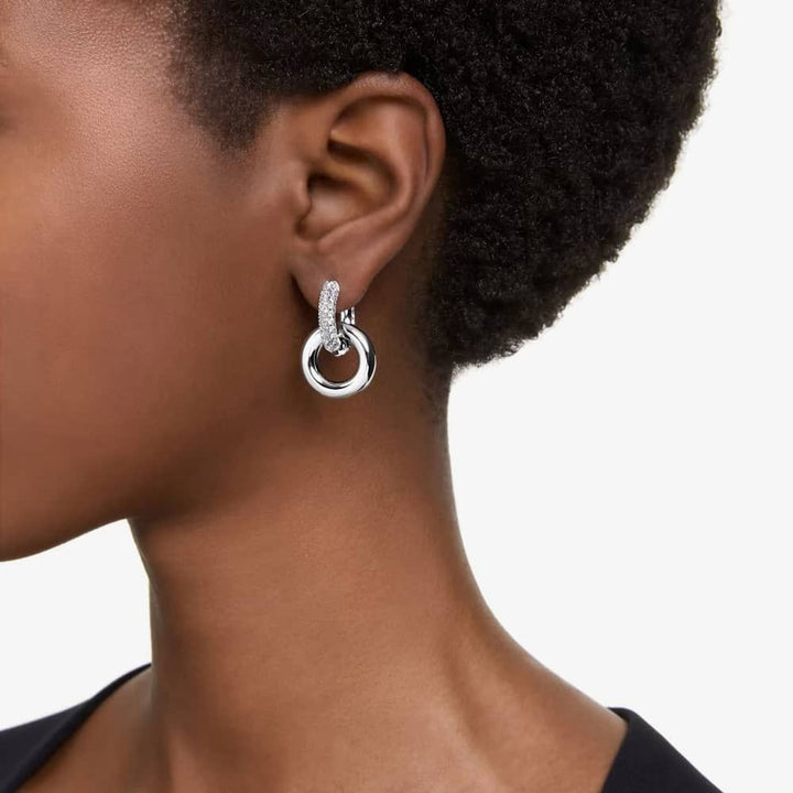Swarovski Silver Dextera Interlocking Hoop Earrings - MococoSwarovski56718079009656718070Earrings