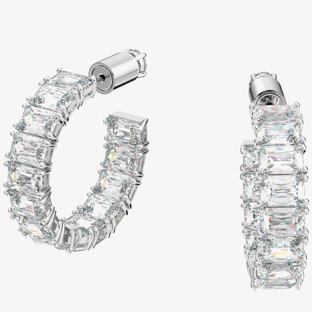 Swarovski Silver Matrix Octagon Cut Hoop Earrings - MococoSwarovski56126739009656126738Earrings