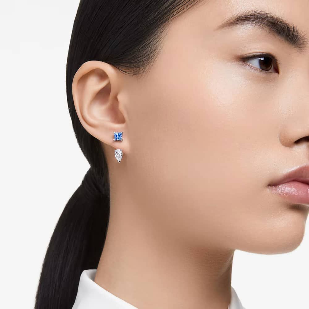Swarovski Silver Mesmera Mixed Cut Blue Ear Jacket Earrings - MococoSwarovski56657679009656657676Earrings